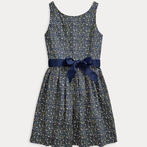 Ralph Lauren Polo Floral Girls Formal Blue Sleeveless Dress SZ 14 Spring Easter